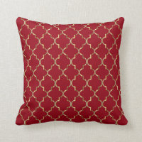 Gold Quatrefoil Pattern on Dark Red