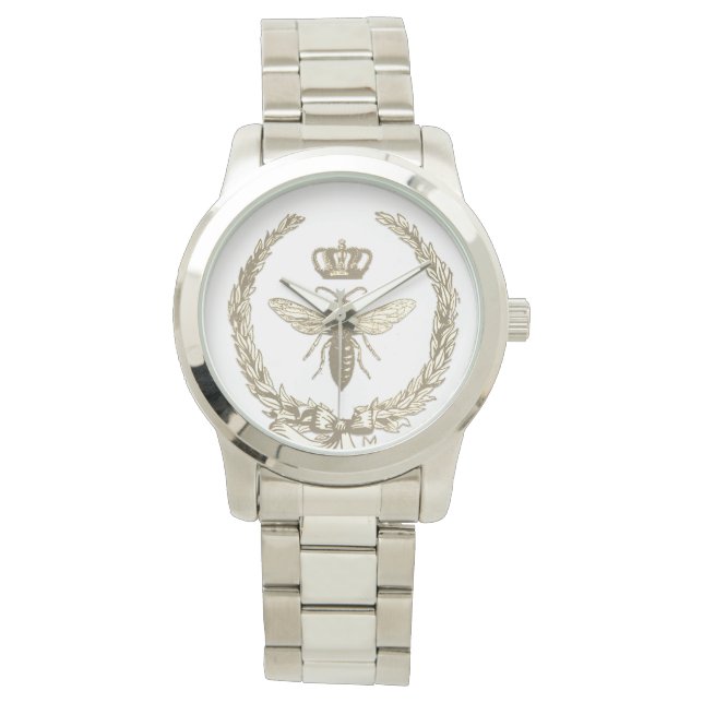 Gold Queen Bee French Farmhouse Crown Wreath Watch (Front)