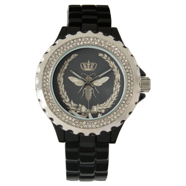 Gold Queen Bee French Farmhouse Crown Wreath  Watch (Front)