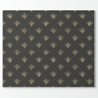 Queen Bee Black and Gold Wrapping Paper, Bumble Bee Gift Wrap