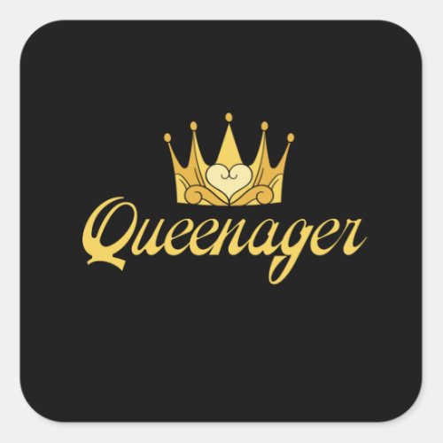Gold Queenager queen ager dramatic queen teenager Square Sticker