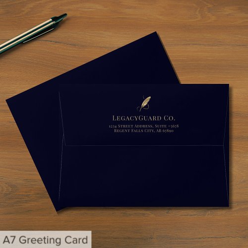 Gold Quill Feather A7 Envelope