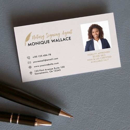 GOLD QUILL PEN Professional Photo Notary Services  Business Card