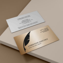 Gold Quill Pen  PUBLIC NOTARY SINGNING AGENT GOLD Business Card