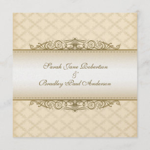 Gold Quilted Print Baroque Wedding Invitations