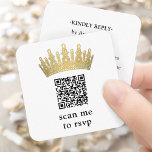 Gold Quinceañera Crown Scan Me QR RSVP Chic Modern Enclosure Card<br><div class="desc">Simplify birthday party RSVP responses with chic modern QR Code enclosure cards. This template is set up for a quinceañera's 15th birthday celebration, but is simple to customize for a Sweet 16 or princess party. The colors and font style can be easily changed with the Zazzle Design Editor tool. The...</div>