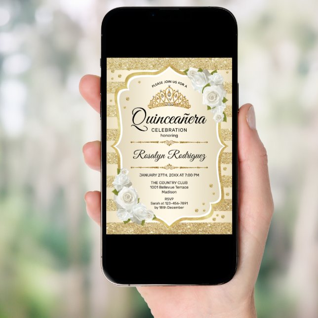 Gold Quinceanera Invitation (Front Digital)