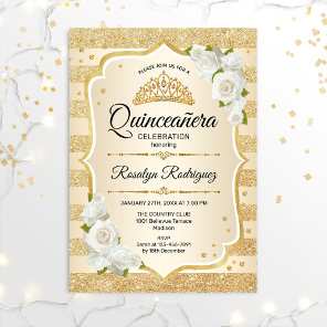 Gold Quinceanera Invitation