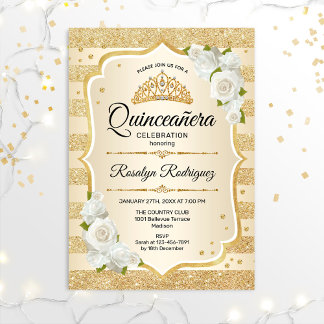 Gold Quinceanera Invitation