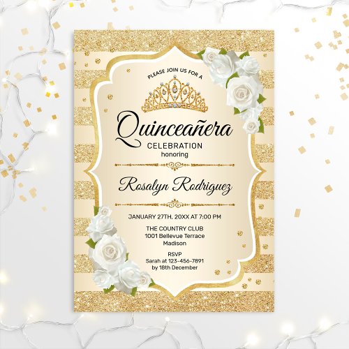Gold Quinceanera Invitation