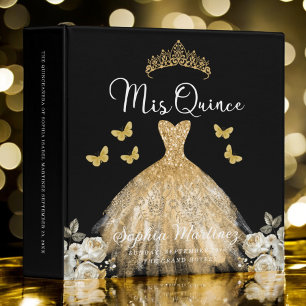 Gold Quinceanera Photo Album and Planner 3 Ring Binder