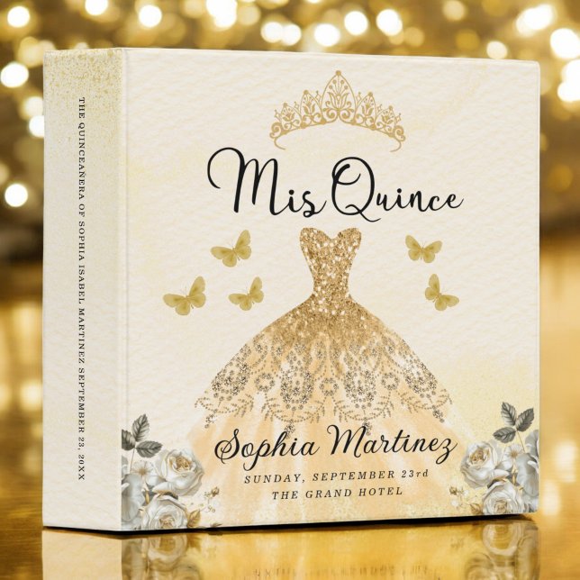 Gold Quinceanera Photo Album and Planner 3 Ring Binder (Creator Uploaded)