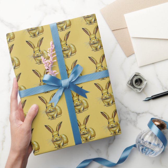 Gold Rabbit Pattern Chinese New Year 2023 Wrapping Paper (Gifting)