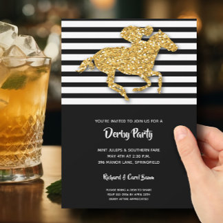 Gold Racehorse and Jockey Derby Invitation