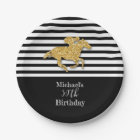 Gold Racehorse Black White Stripes Birthday
