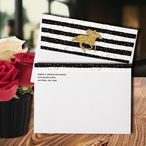Gold Racehorse Derby Bridal Shower Envelope