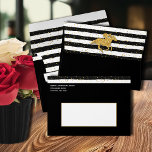 Gold Racehorse Derby Bridal Shower Envelope<br><div class="desc">Gold dots on a black and white stripe pattern line these black envelopes and the back flap with a gold racehorse,  matches our derby themed bridal shower invitations. Your FREE return address in chic lettering on the front. MATCHING items in our store.</div>