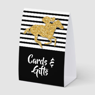 Gold Racehorse Derby Cards & Gifts Paper Table Tent