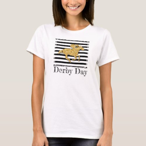 Gold Racehorse Derby Day T_Shirt