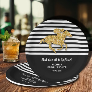 Gold Racehorse Off to the Altar Bridal Shower Paper Plates