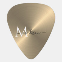 Gold Radial Metallic Script Name Guitar Pick