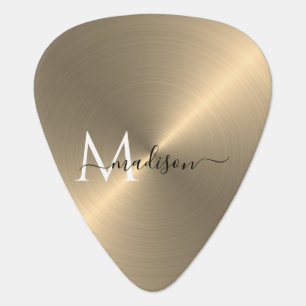 Gold Radial Metallic Script Name Guitar Pick