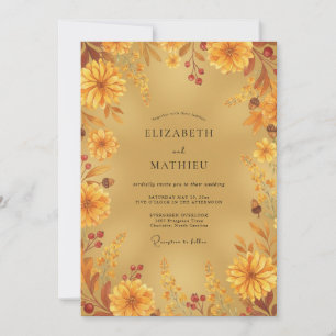 Gold Radiant Autumn Wedding Invitation