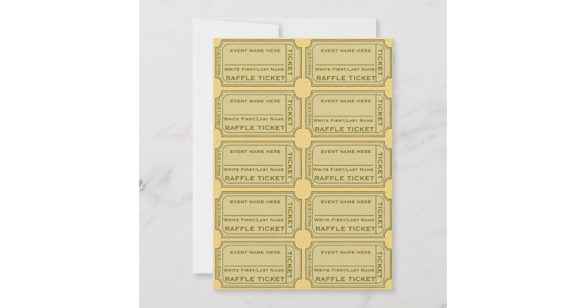 Gold Raffle Tickets for Invitations | Zazzle