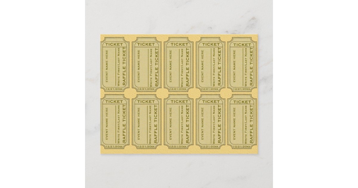 Gold Raffle Tickets Postcard | Zazzle