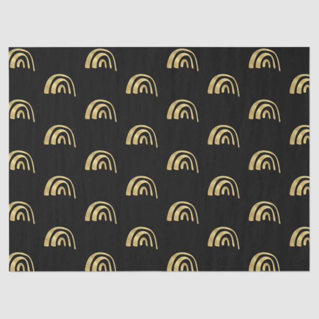 Gold Rainbow and black  Tissue Paper (Front)