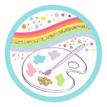 Gold Rainbow Art Party Birthday Classic Round Sticker