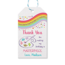 Gold Rainbow Art Party Birthday Thank You Gift Tags