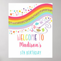 Gold Rainbow Art Party Birthday Welcome Poster