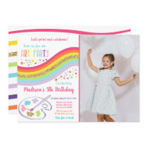 Gold Rainbow Art Party Dress For A Mess Birthday Invitation