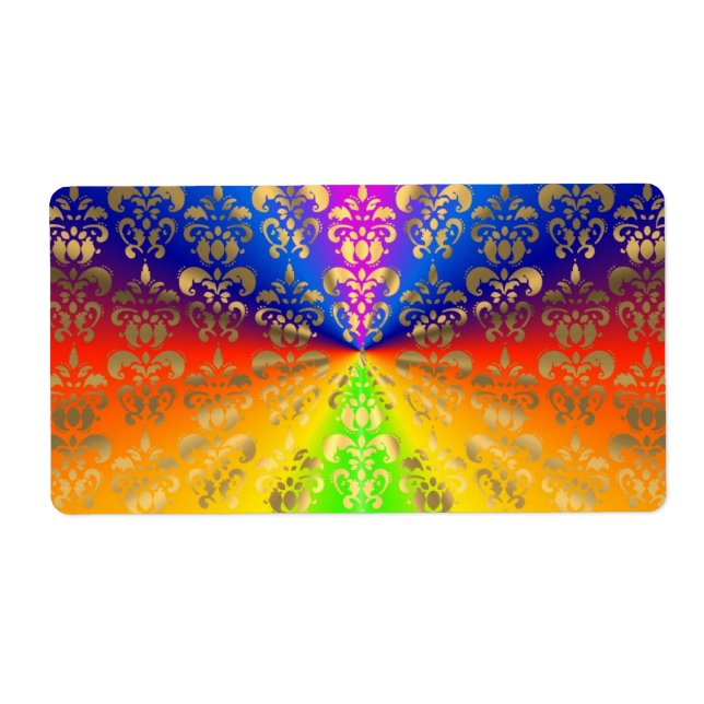Gold rainbow damask label (Front)
