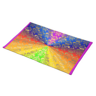 Gold rainbow damask placemat