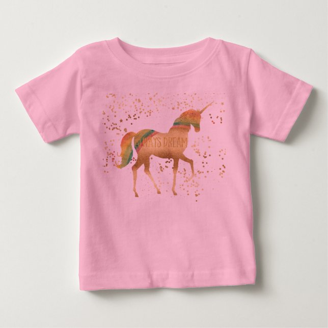 Gold Rainbow Dream Unicorn Baby T-Shirt (Front)