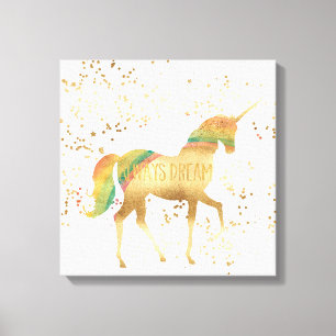 Gold Rainbow Dream Unicorn Canvas Print