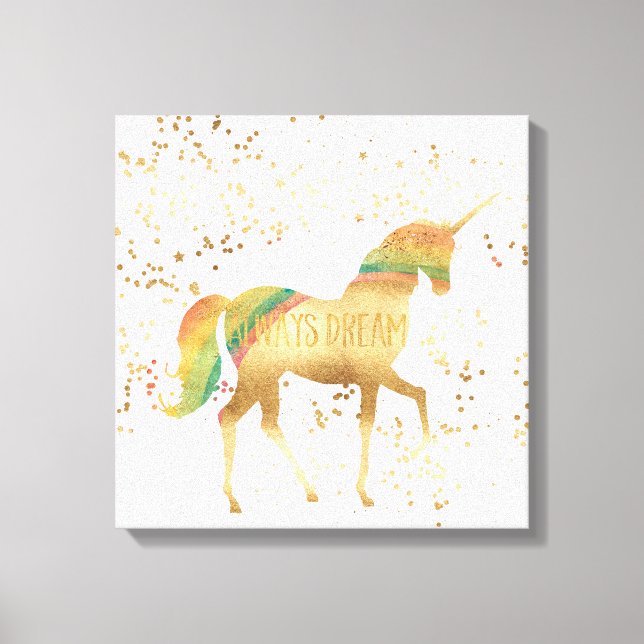 Gold Rainbow Dream Unicorn Canvas Print (Front)