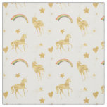 Gold Rainbow Dream Unicorn Fabric