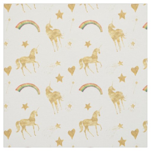 Gold Rainbow Dream Unicorn Fabric