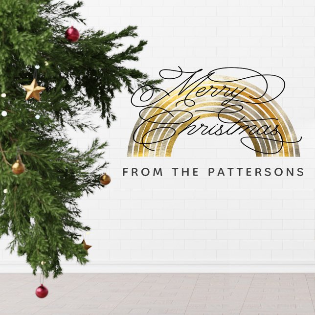   Gold Rainbow Elegant Family Name Merry Christmas Wall Decal (Creator Uploaded)