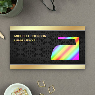 Gold Rainbow Steam Iron Laundry Ironing Service Business Card