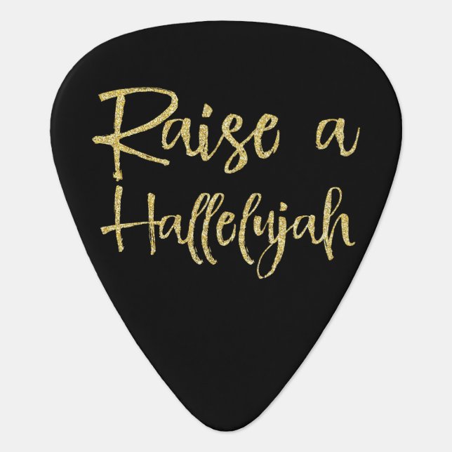 Gold Raise a Hallelujah Quote Guitar Pick (Front)