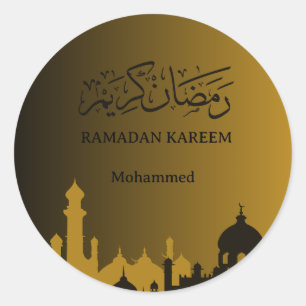 Gold Ramadan kareem 2026 costum your name Classic Round Sticker
