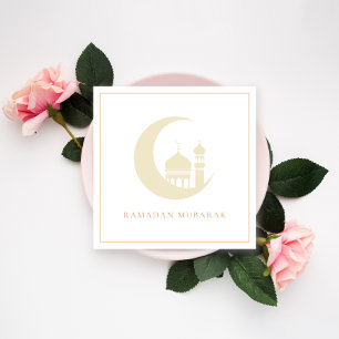 Gold Ramadan Mubarak Crescent Moon Mosque Holiday Card