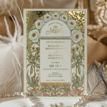 Gold Ranunculus Vintage Wedding Art Nouveau
