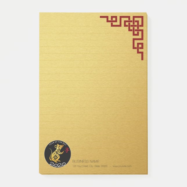 Gold Rat Papercut Chinese New Year 2020 Business P Post-it Notes (Front)