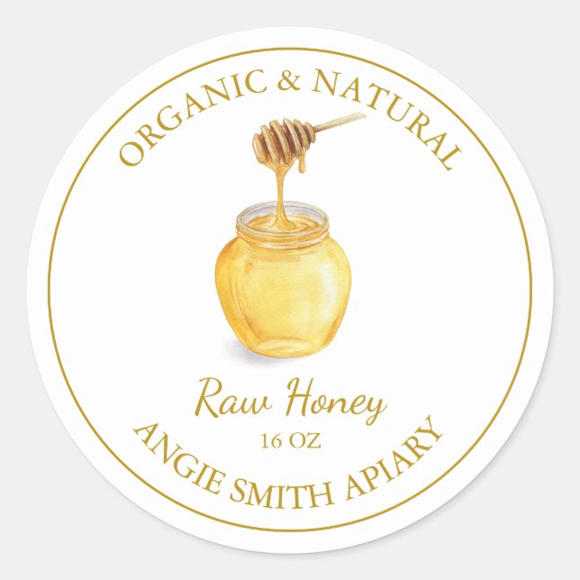 Gold Raw Honey Label | White (Front)