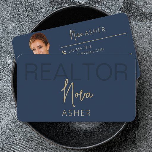 Customizable Gold Real Estate Agent Business Cards With QR Code